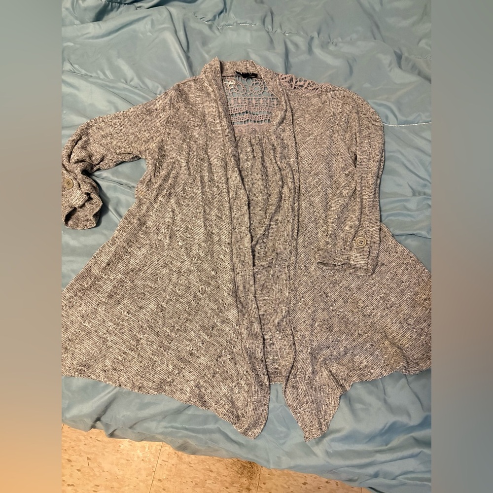 Gray Open-Front Women's Sweater